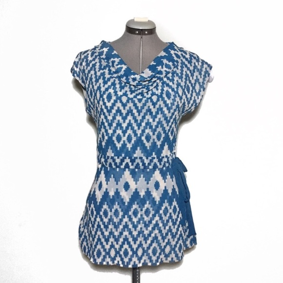 Anthropologie Tops - Sweet Pea (Anthropologie) Blue White Netted Blouse